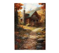 Liorosa 1000 pezzi di puzzle in legno per adulti Golden Hour nel bosco, cabina illuminata dal sole, adatto per la ricreazione in famiglia, divertiti a risolvere puzzle con la tua famiglia, dimentica i