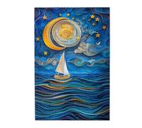 Liorosa 1000 pezzi di puzzle in legno per adulti Moonlit Voyage, spirale dorata luna sopra i mari Papercut, design vivace e unico, goditi il processo di risoluzione del puzzle, regali per amici e