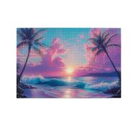 Liorosa 1000 pezzi di puzzle in legno per adulti oceano beatitudine, onde che si infrangono sulla sabbia dorata all'ora magica, design vivace e unico, opere d'arte mozzafiato, attività divertenti per