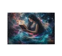 Liorosa 1000 pezzi vibrante puzzle donna lettura, vestito blu notte dettagliato, celeste contro sfondo viola nebulosa, colori vivaci, alleviare lo stress e godersi il divertimento di risolvere enigmi