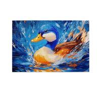 Liorosa 1000 pezzi vibranti piume puzzle e schiuma, anatra realistica con dettagli a goccia d'acqua in arte dinamica in legno, colori incredibilmente vivaci, ideale per rilassarsi e mostrare per gli