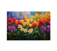 Liorosa 1000 pezzi vibranti puzzle primavera tulipani sinfonia. Colori vivaci fioriscono in giardino illuminato dal sole, hobby esplorativi e sfide, pezzi si adattano perfettamente, per gli amanti dei