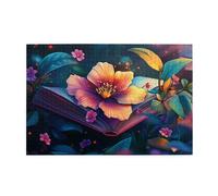 Liorosa 1000 puzzle vibranti libro aperto con tulipani al crepuscolo, arte letteraria unica, estetica dai colori morbidi, adatto per il tempo libero e l'intrattenimento in famiglia, regalo per gli