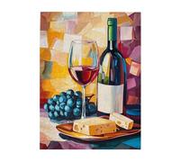 Liorosa 500 pezzi di puzzle in legno per adulti accogliente vino e formaggio, sfondo colorato mosaico pittura a olio, puzzle impegnativi per il relax, vibrante e unico, splendida opera d'arte