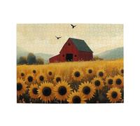 Liorosa 500 pezzi di puzzle in legno per adulti campo di girasoli rurali, ogni pezzo è unico, alleviare lo stress, alleviare il piacere, esercitare abilità pratiche e pensare pazienza, regali per