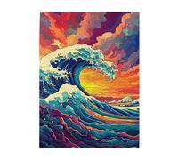 Liorosa 500 pezzi di puzzle in legno per adulti cavalcando l'onda del tramonto, colori incredibilmente vivaci, sfida a te stesso, puzzle adatti per intrattenere con la famiglia durante le vacanze