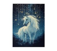 Liorosa 500 pezzi di puzzle in legno per adulti fantasia unica, un cavallo bianco sotto le stelle, pieno di sacralità, profondo relax per te stesso, montaggio pratico della tua decorazione domestica