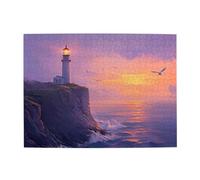 Liorosa 500 pezzi di puzzle in legno per adulti faro sul mare, paesaggio alba, design vivace e unico, pezzi si adattano perfettamente, ideali per rilassarsi e mostrare per gli amanti del paesaggio