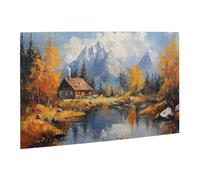 Liorosa 500 pezzi di puzzle in legno per adulti foreste Lodge, divertimento autunno lago natura, hobby esplorativi e sfide, pittura a olio vintage estetica classica, goditi il processo di risoluzione