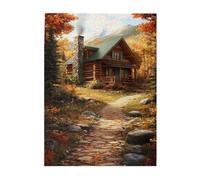 Liorosa 500 pezzi di puzzle in legno per adulti Golden Hour nel bosco, cabina illuminata dal sole, adatto per la ricreazione in famiglia, divertiti a risolvere puzzle con la tua famiglia, dimentica i