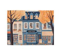Liorosa 500 pezzi di puzzle in legno per adulti libreria autunnale, squisito paesaggio di città strada, pezzi si adattano perfettamente, design unico e bello, goditi il processo di risoluzione dei