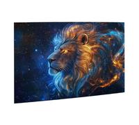 Liorosa 500 pezzi di puzzle in legno per adulti, ruggito della galassia, ritratto di leone infuocato, pezzi si adattano perfettamente, vibranti e unici, alleviare lo stress, divertiti a risolvere