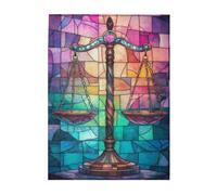 Liorosa 500 pezzi di puzzle in legno per adulti scala della giustizia con dettagli in pietre preziose, sfondo colorato a mosaico, pezzi si adattano perfettamente, divertiti a risolvere puzzle con