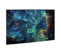 Liorosa 500 pezzi puzzle vibrante Serenity Stardust - Silhouette femminile con cielo stellato fluente capelli nello spazio profondo, colori vivaci, rilassati, completo di famiglia e amici
