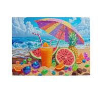 Liorosa 500 puzzle colorati in legno da picnic, ananas, anguria e bevanda tropicale, allegro puzzle estivo artistico, divertiti a risolvere puzzle con la famiglia e gli amici