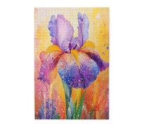 Liorosa Accattivante puzzle di fiori di iride per adulti 1000 pezzi, splendidi colori vivaci. Puzzle in legno con ogni pezzo unico. Ideale per rilassarsi e decorare la casa. Esercizio pratico abilità