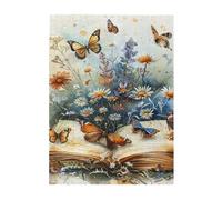 Liorosa Ali della conoscenza puzzle per adulti 500 pezzi, farfalle colorate e fiori di libro antico, estetica classica vintage, adatto per ricreazione familiare e decorazione da parete per la casa