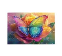 Liorosa arcobaleno rendezvous puzzle da 1000 pezzi per adulti, farfalla iridescente con ali baciate di rugiada su rosa sfumata, hobby esplorativi e sfide, piacere sia corpo che mente