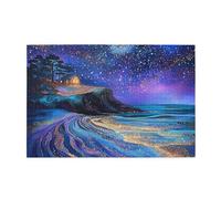 Liorosa Beach Nights - Puzzle in legno da 1000 pezzi per adulti, fantastiche spiagge colorate con cabine, colori incredibilmente vivaci, vivaci e unici, adatti per le attività ricreative in famiglia