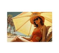 Liorosa Bella vacanza donna puzzle per adulti 1000 pezzi, goditi una piacevole vacanza, colori vivaci, sfida a te stesso, ideale per rilassarsi e mostrare per gli amanti dei puzzle