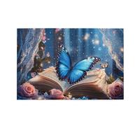 Liorosa Bibliophile'S Dream puzzle per adulti 1000 pezzi, libro aperto con farfalla e rose arrossite sotto la luce delle stelle, ogni pezzo è unico, adatto per la ricreazione familiare e la