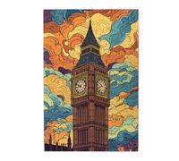 Liorosa Big Ben 1000 pezzi di puzzle in legno per adulti in stile vetro colorato, regalo fantasia, hobby esplorativi e sfide, completo di famiglia e amici, splendida opera d'arte