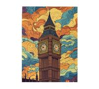 Liorosa Big Ben 500 pezzi di puzzle in legno per adulti in stile vetro colorato, punto di riferimento fantasia, hobby esplorativi e sfide, completo di famiglia e amici, splendida opera d'arte