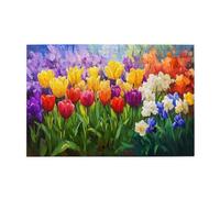 Liorosa Botanical Color Explosion 1000 pezzi di puzzle per adulti, puzzle in legno con lussureggianti iris e tulipani in piena fioritura, colori incredibilmente vivaci, divertiti a risolvere puzzle
