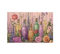 Liorosa Bottiglie dai toni caldi con fiori colorati 1000 pezzi di puzzle in legno per adulti, design vivace, piacere sia per il corpo che per la mente, dimentica i problemi della vita, regali per