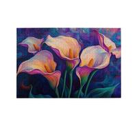 Liorosa bouquet mistico di calla giglio 1000 pezzi di puzzle in legno per adulti, petali vivaci e sfondo nebulosa, puzzle floreali in legno, ideale per relax e divertimento in famiglia