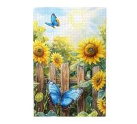 Liorosa Butterfly Ballet - Puzzle vibrante da 1000 pezzi, ballerini dalle ali azzurre tra i girasoli baciati dal sole, sfida dell'armonia della natura, rilassamento profondo per te stesso, regalo