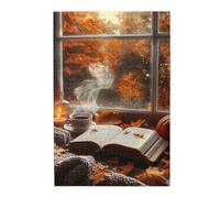 Liorosa Calde vibrazioni autunnali puzzle per adulti 1000 pezzi, puzzle in legno di accogliente angolo lettura con tè e lume di candela, adatto per la famiglia ricreazione e decorazione da parete