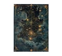 Liorosa Cartografia astrale 500 pezzi di puzzle in legno per adulti, opera d'arte di antica mappa stellare con dettagli dorati, pezzi si adattano perfettamente, estetica classica vintage, regalo per