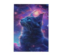 Liorosa Cieli stellati e gatti, 500 pezzi di puzzle in legno per adulti, animali carini e divertenti in contemplazione, colori vivaci, adatto per serate di gioco, esercizio pratico e pensiero