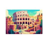 Liorosa Classic Landmarks 1000 pezzi di puzzle in legno per adulti, Colosseo, paesaggi artistici digitali, colori vivaci, esercizio pratico e pazienza di pensiero, splendida opera d'arte