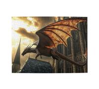 Liorosa Classico drago volante 500 pezzi di puzzle in legno per adulti, design retrò, creatura misteriosa, meravigliosa immaginazione, esercizio pratico e pazienza di pensiero, rilassamento profondo