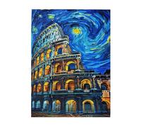 Liorosa Colosseo stellato 500 pezzi di puzzle in legno per adulti, impressionista notte impegnativa arte puzzle, attività creativa hobby per adulti, regali per amici e familiari