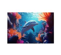 Liorosa Coral Reef Ballet 1000 pezzi di puzzle in legno per adulti, grazioso delfino che danza attraverso vivaci coralli tropicali, pezzi si adattano perfettamente, design unico e bello