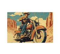 Liorosa cowboy su una moto 1000 pezzi di puzzle in legno per adulti, goditi il processo di risoluzione del puzzle, hobby di attività creative per adulti, esercitare abilità pratiche e pensare