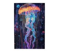 Liorosa Deep'S Dancer Puzzle per adulti 1000 pezzi, meduse cromatiche con tentacoli fluenti, puzzle in legno impegnativo di arte marina, ogni pezzo è unico, regalo per un amico