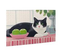 Liorosa Divertente puzzle felino brunch per adulti 500 pezzi, impegnativo puzzle in legno natura morta, pezzi si adattano perfettamente, ideale per relax e divertimento in famiglia, per gli amanti dei