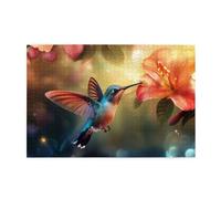 Liorosa divertenti puzzle di uccelli per adulti 1000 rose fiorite color arcobaleno, puzzle unico di arte botanica per camera da letto e sala studio, vibrante e unico, ideale per relax e divertimento