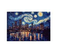 Liorosa Dreamy Metropolis At Night Puzzle per adulti 1000 pezzi, riflessi blu galassia sul fiume, design unico e bello, adatto per serate di gioco, regalo per amici