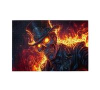 Liorosa Elegante teschio in fuoco puzzle da 1000 pezzi per adulti, puzzle in legno gotico steampunk, impegnativo puzzle fantasy scuro per adulti, meravigliosa immaginazione, completo di famiglia e