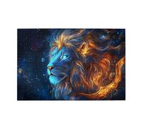 Liorosa Ember Sovereign Puzzle per adulti 1000 pezzi, leone fiamme con particelle di polvere cosmica in uno sfondo vuoto, design fantasy impegnativo, adatto per le attività ricreative in famiglia