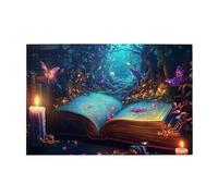 Liorosa Enchanted Book Portal To Magic Forests - Puzzle da 1000 pezzi per adulti, candele incandescenti e libro antico, puzzle fantasy in legno per adulti, adatto per serate di gioco per feste