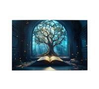 Liorosa Enchanted Book - Puzzle da 1000 pezzi per adulti, libro antico luminoso con portale dell'albero dorato in biblioteca gotica, vibrante e unico, meravigliosa immaginazione, per gli amanti della