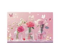 Liorosa Enchanted Floral Symphony Puzzle per adulti 1000 pezzi, vasi di vetro con rose e farfalle nel paese delle meraviglie pastello, vibrante e unico, goditi il processo di risoluzione dei puzzle