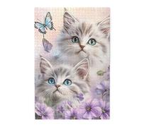 Liorosa Enchanted Garden Cat Puzzle per adulti 1000 pezzi, gattini curiosi con circondato da farfalle iridescenti, pezzi si adattano perfettamente, attività creative hobby per adulti