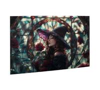 Liorosa Enchanted Rose Witch Puzzle per adulti 500 pezzi, donna mistica con cappello rifinito in pizzo tra fiori di vetro colorato, arte fantasy in legno di alta qualità, esercizio cerebrale
